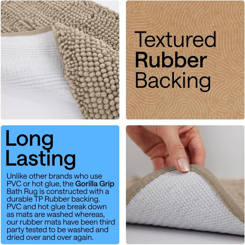 GORILLA GRIP Bathroom Area Rug Sets 2 Piece, Soft Chenille, 30×20 Beige