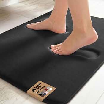 GORILLA GRIP® Memory Foam Bath Rug for Bathroom, 24×17 Black