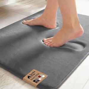 GORILLA GRIP® Memory Foam Bath Rug for Bathroom, 24×17 Gray