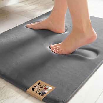 GORILLA GRIP® Memory Foam Bath Rug for Bathroom, 24×17 Gray