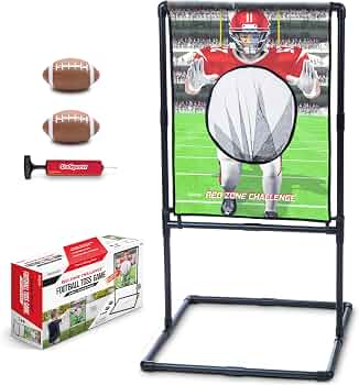 GoSports Red Zone Challenge Football Toss Game for Kids – Football Throwing Target with 2 Inflatable Footballs