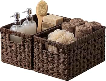 GRANNY SAYS Wicker Storage Baskets for Shelves, Brown Wicker Baskets, 2Pack