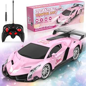 Growsland Remote Control Car for Girls, 1:18 Pink RC Cars Toys for Kids Girl Electric Vehicle Toy Car Hobby Racing Car with Lights & Controller, Birthday Gifts for Girl Boys Age 3 4 5 6 7 8 9 Year Old