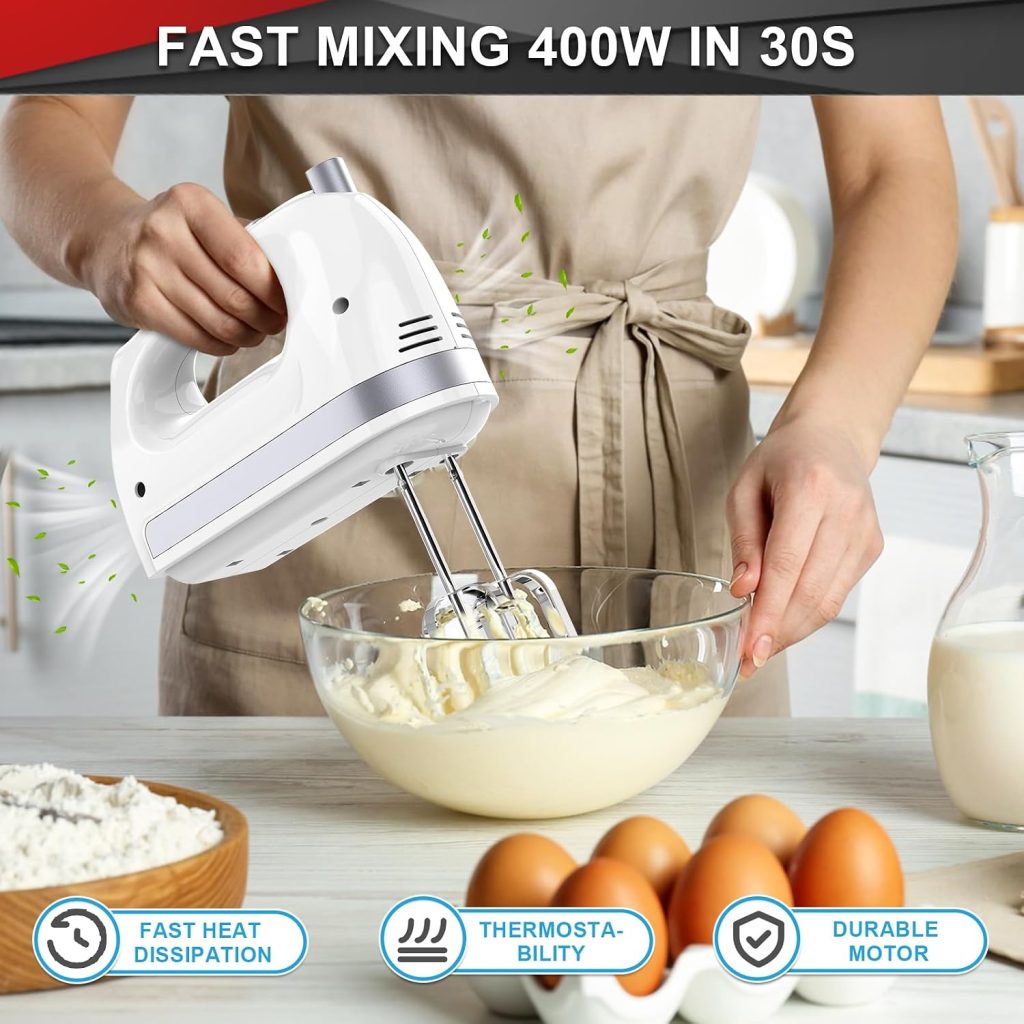 Hand Mixer Electric Handheld 400W, 5-Speed with Storage Bag