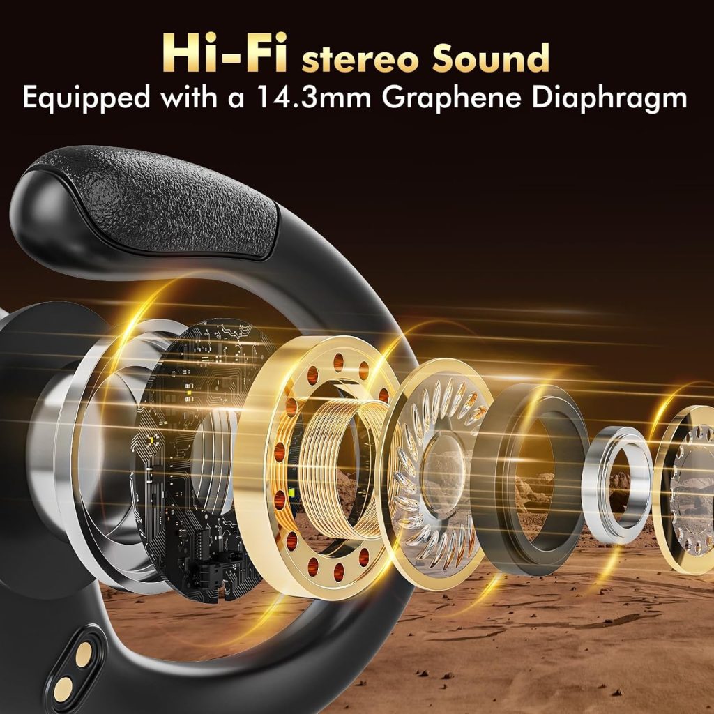 HAOYUYAN Wireless Earbuds, Sports Bluetooth Headphones, 80Hrs Playtime Ear Buds with LED Power Display, Noise Canceling Headset, IPX7 Waterproof Earphones for Workout/Running（Black）
