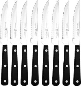 HENCKELS Razor-Sharp Steak Knives Set of 8, German Engineered, Black Handle
