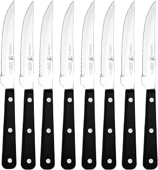 HENCKELS Razor-Sharp Steak Knives Set of 8, German Engineered, Black Handle