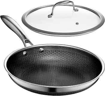 HexClad 10″ Hybrid Nonstick Frying Pan with Lid, Dishwasher & Oven Safe