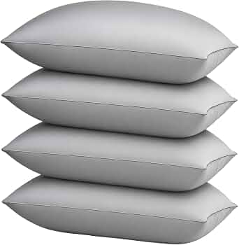 HIMOON Bed Pillows for Sleeping Set of 4,Queen Size Cooling Pillows 4 Pack,Top-end Microfiber Cover for Side Stomach Back Sleepers,Grey