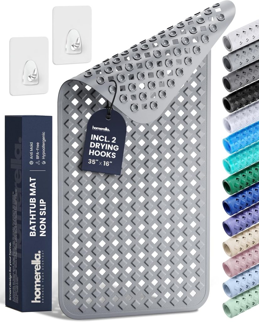 homerella Bathtub Mat Non Slip 35×16 Shower Mat Non Slip Anti Mold BPA Free