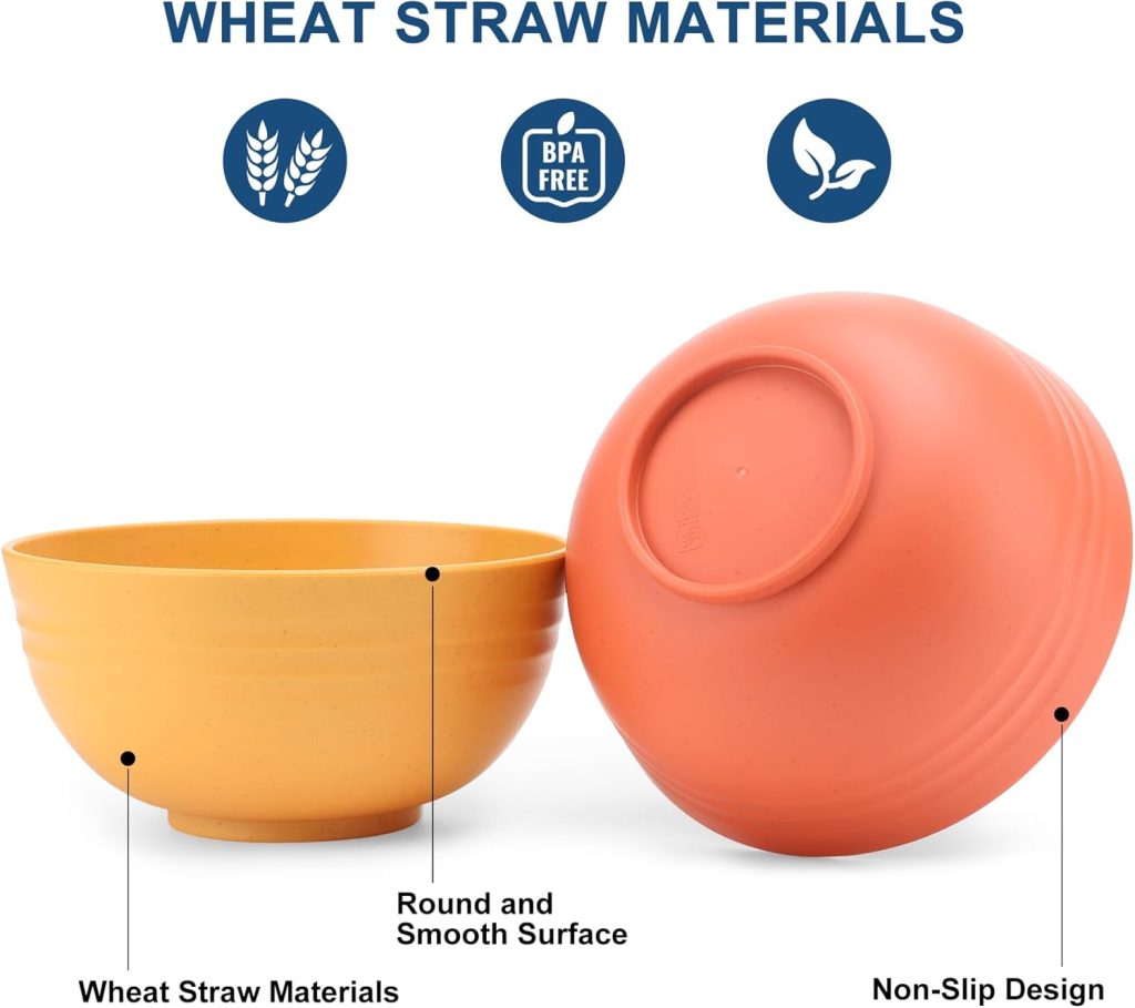 HOTEC 24-Pack kitchen Plastic Dinnerware Dish, plates &Bowls set