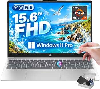HP 15.6″ Touchscreen Laptop, Ryzen 7 7730U, 16GB 512GB SSD, FHD IPS Display