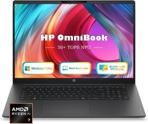 HP OmniBook Touchscreen Laptop, 16GB DDR5 RAM 1TB SSD, AMD Ryzen AI 7 445