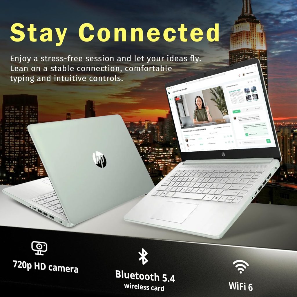 HP Stream 14″ HD Laptop, Intel Processor N150, 4GB RAM, 128GB UFS, Intel Graphics, Copilot, Fast Charge, Wi-Fi 6, Windows 11 S, Green (Renewed)