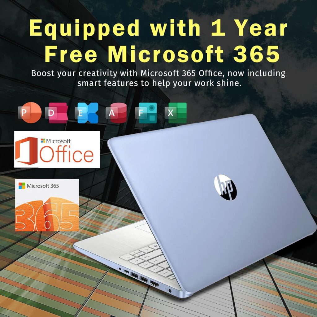 HP Stream 14″ HD Student & Business Laptop, Intel Processor N150, 16GB RAM, 1.16TB Storage (128GB UFS+1TB Docking Station Set), Intel Graphics, 1 Year Office 365, Copilot, Wi-Fi 6, Win 11 S, Blue
