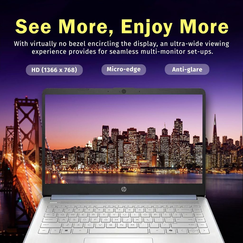 HP Stream 14″ HD Student & Business Laptop, Intel Processor N150, 16GB RAM, 1.16TB Storage (128GB UFS+1TB Docking Station Set), Intel Graphics, 1 Year Office 365, Copilot, Wi-Fi 6, Win 11 S, Blue
