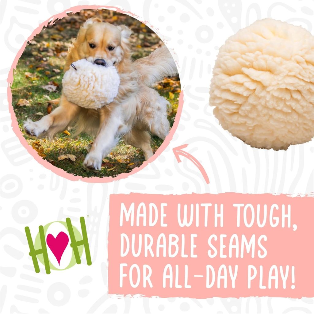 HuggleHounds Plush Ball Dog Toy – Dog Fuzzy Ball Toy, Durable Stuffed Soft Plush for Small and Large Breeds – 4″ HuggleFleece, Small