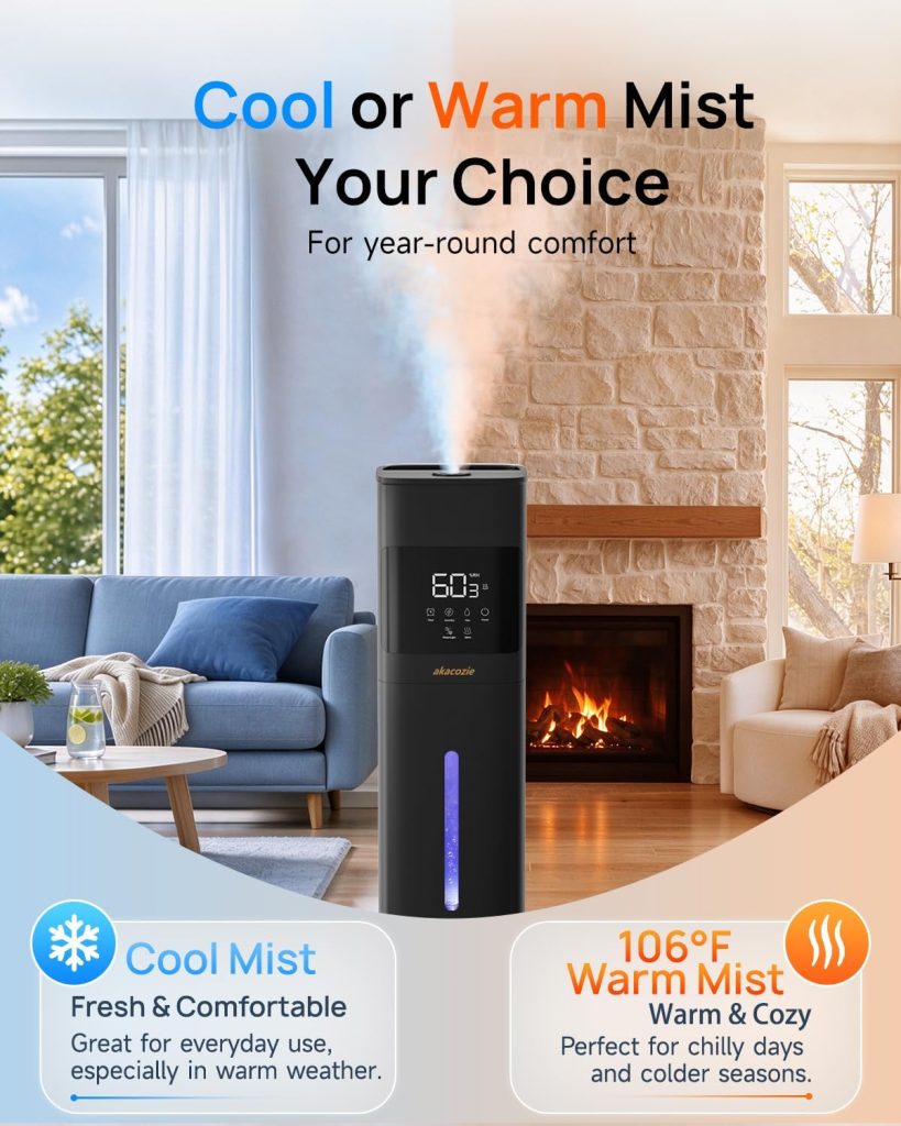 Humidifier Large Room, Warm and Cool Mist Humidifiers for Bedroom