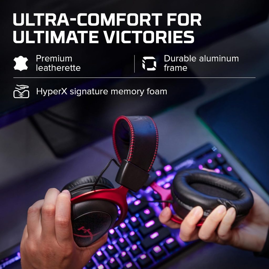 HyperX Cloud II Gaming Headset – 7.1 Surround Sound – Memory Foam Ear Pads – Durable Aluminum Frame – Multi Platform Headset – Works with PC, PS4, PS4 PRO, Xbox One, Xbox One S – Red (KHX-HSCP-RD)
