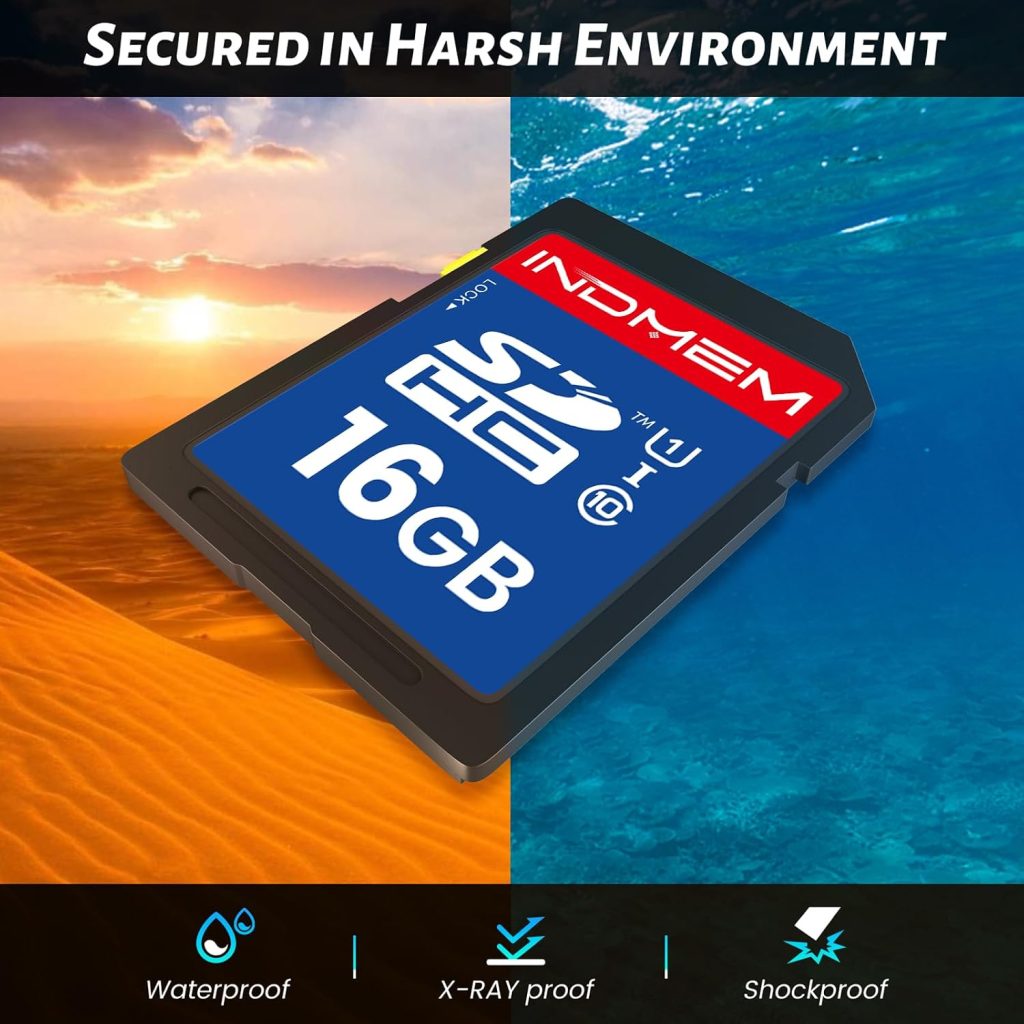 INDMEM SD Card 16GB 10‑Pack, UHS‑I Class 10 Secure Digital Memory Cards