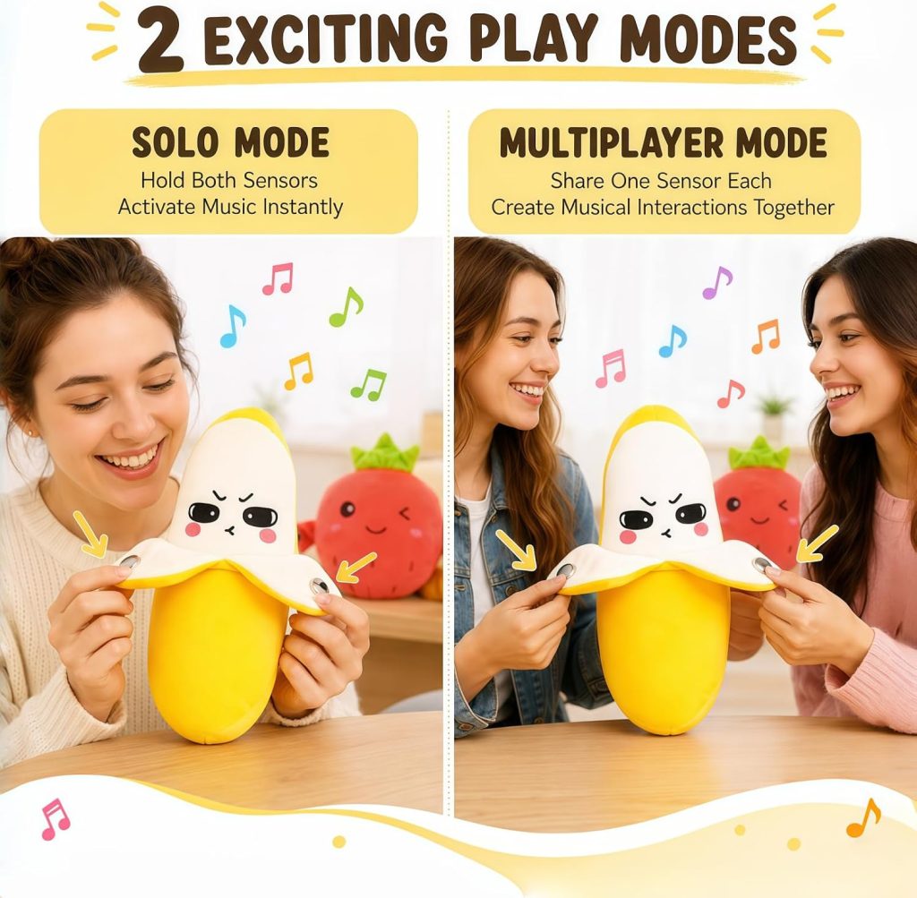 Interactive Strawberry Fruit Sensory Musical Toy, Touch Activated Music Plush Toy with Magic Sound Play, Soft Interactive Plush for Friends, Couples
