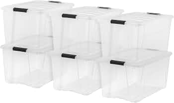IRIS USA 6-Pack 72 Quart Storage Bins with Lids, Clear