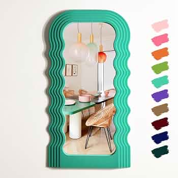 Irregular Green Wall Mirror Living Room Decor,14×28 Arch Mirrors