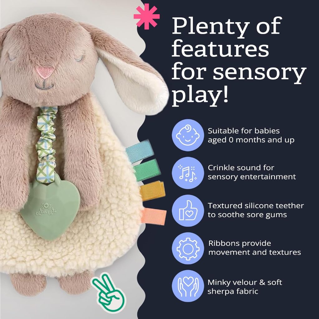 Itzy Ritzy Lovey Including Teether, Teething Relief, 0+ Months, Taupe Bunny