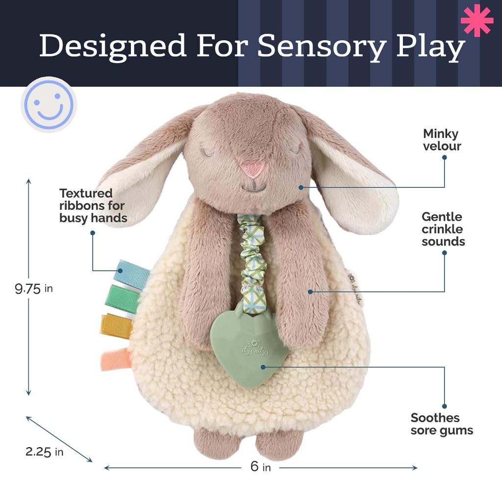 Itzy Ritzy Lovey Including Teether, Teething Relief, 0+ Months, Taupe Bunny