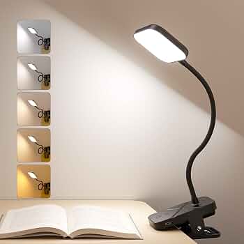 JACKYLED Clip on Light, 5 Color Rechargeable Lamp, 42 LED Desk Lamp