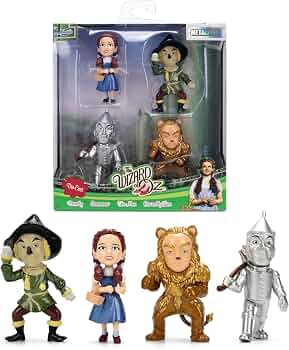 Jada The Wizard of Oz 2.5″ MetalFigs Die-Cast Figure Set – Dorothy, Scarecrow, Tin Man & Cowardly Lion Collectible Nano Metal Figures 4-Pack Toys