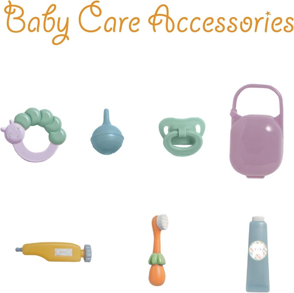 JC Toys Baby Doll Travel Case with 24 Accessories – Feeding, Bath & Care Essentials for Imaginative Play- Fits All Doll Sizes