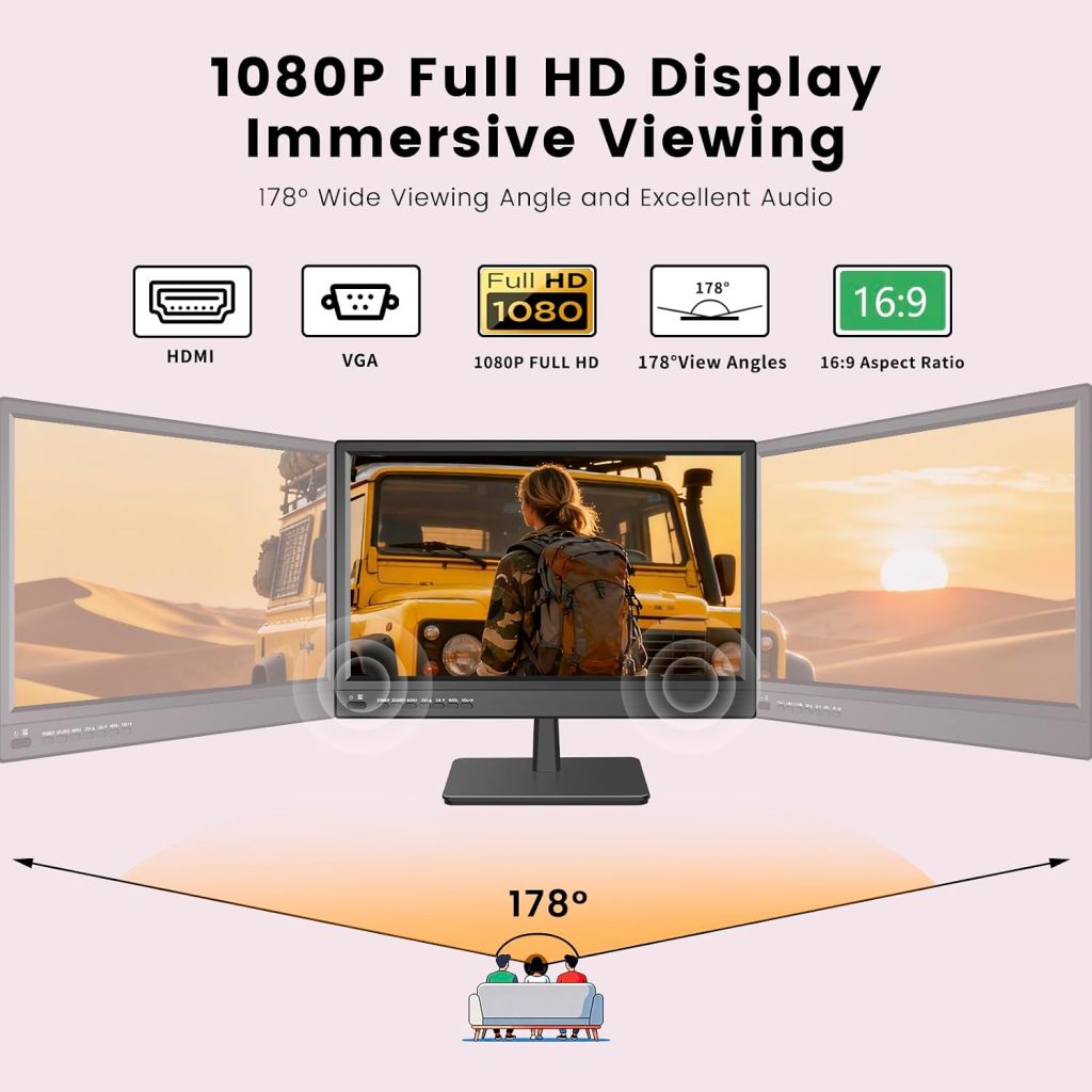 Jexiop 17inch Smart TV,Full HD 1080p LED Flat Screen with ATSC TV,with Built-in HDMI/USB-Suitable for Kitchen Kid’s Room Basement or RV Camper