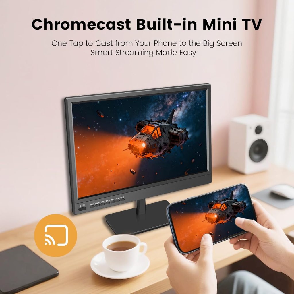 Jexiop 17inch Smart TV,Full HD 1080p LED Flat Screen with ATSC TV,with Built-in HDMI/USB-Suitable for Kitchen Kid’s Room Basement or RV Camper