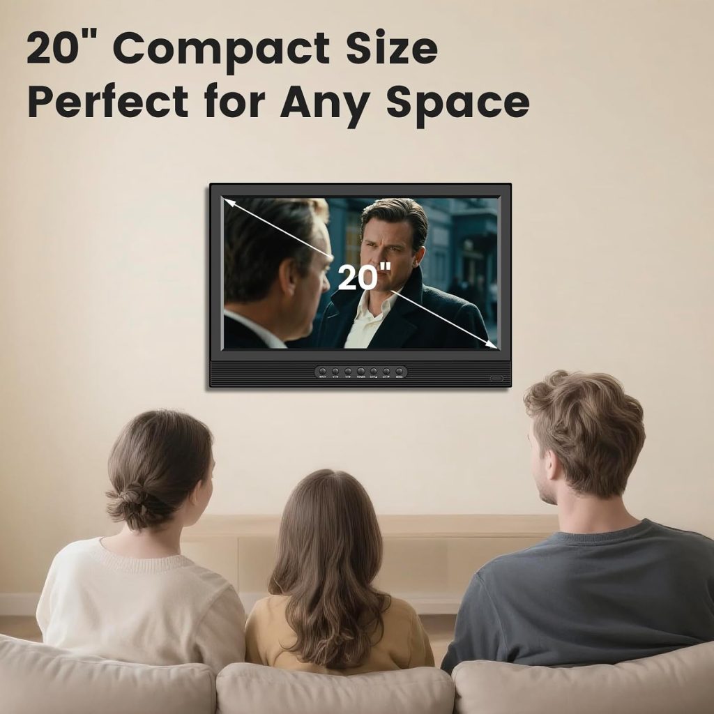 Jexiop 20inch Smart TV,Full HD 1080p LED Flat Screen with ATSC TV,with Built-in HDMI/USB/DC-12IN -Suitable for Kitchen Kid’s Room Basement or RV Camper