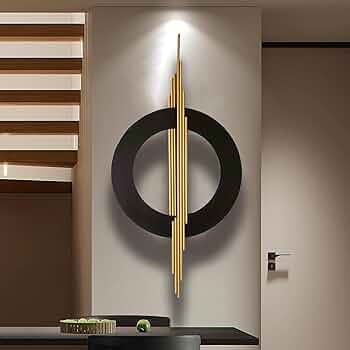 JFUJFU Large Black & Gold 3d Metal Wall Art with Geometric Round for Home
