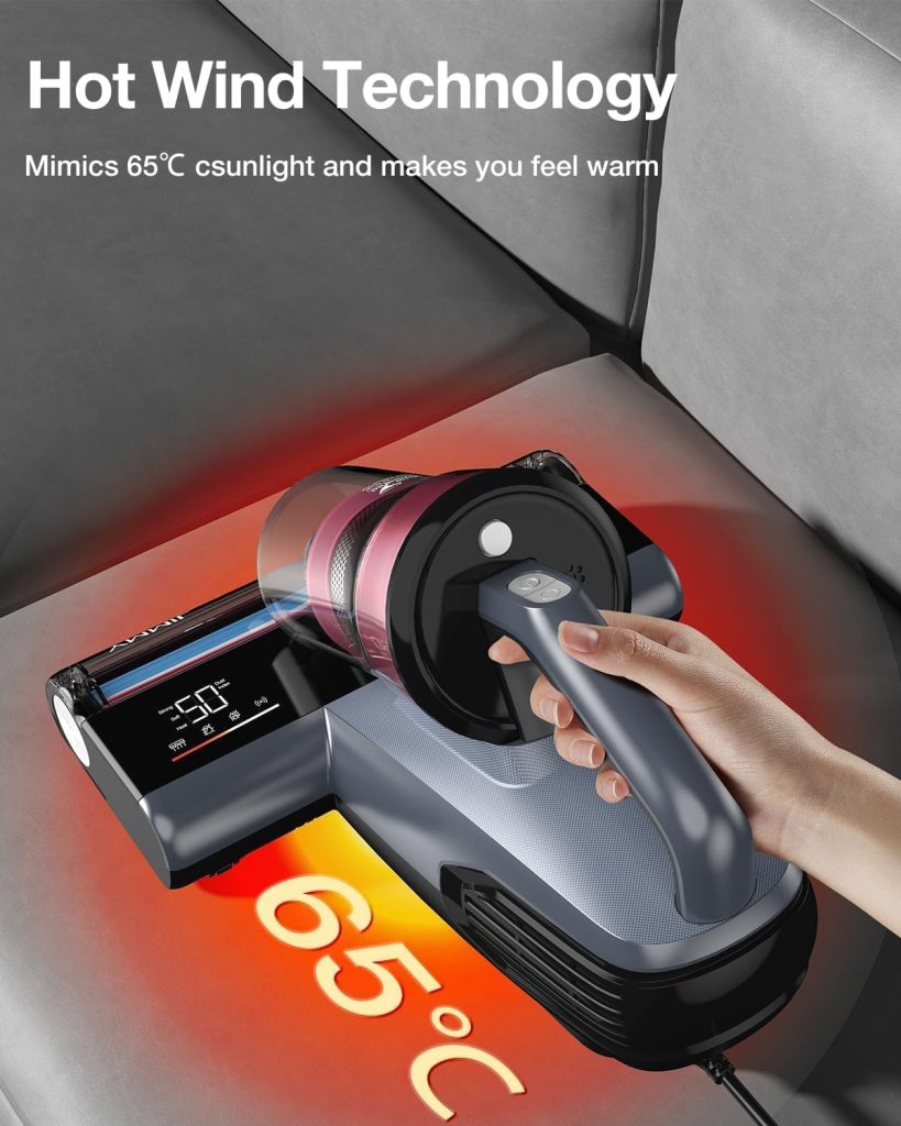 Jimmy Mattress Vacuum Cleaner, Bed Vacuum Cleaner with UV Sanitizing & HEPA Filter & Ultrasonic, Hot Wind and Air Purification, 15Kpa 500W Handheld Vacuums for Bed, Couch, Sofa, Crib (BX8-Corded)