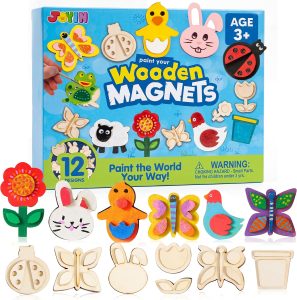 JOYIN 12 Wooden Magnet Painting Kit – Arts and Crafts for Kids Ages 3-8