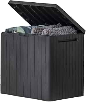 Keter City 30 Gal Outdoor Storage Box and Patio Side Table