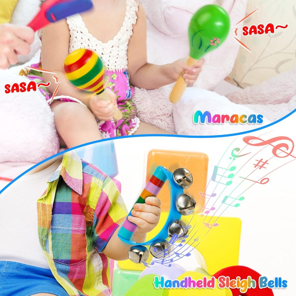 Kids Musical Instruments, Montessori Wooden Musical Toys for Toddlers