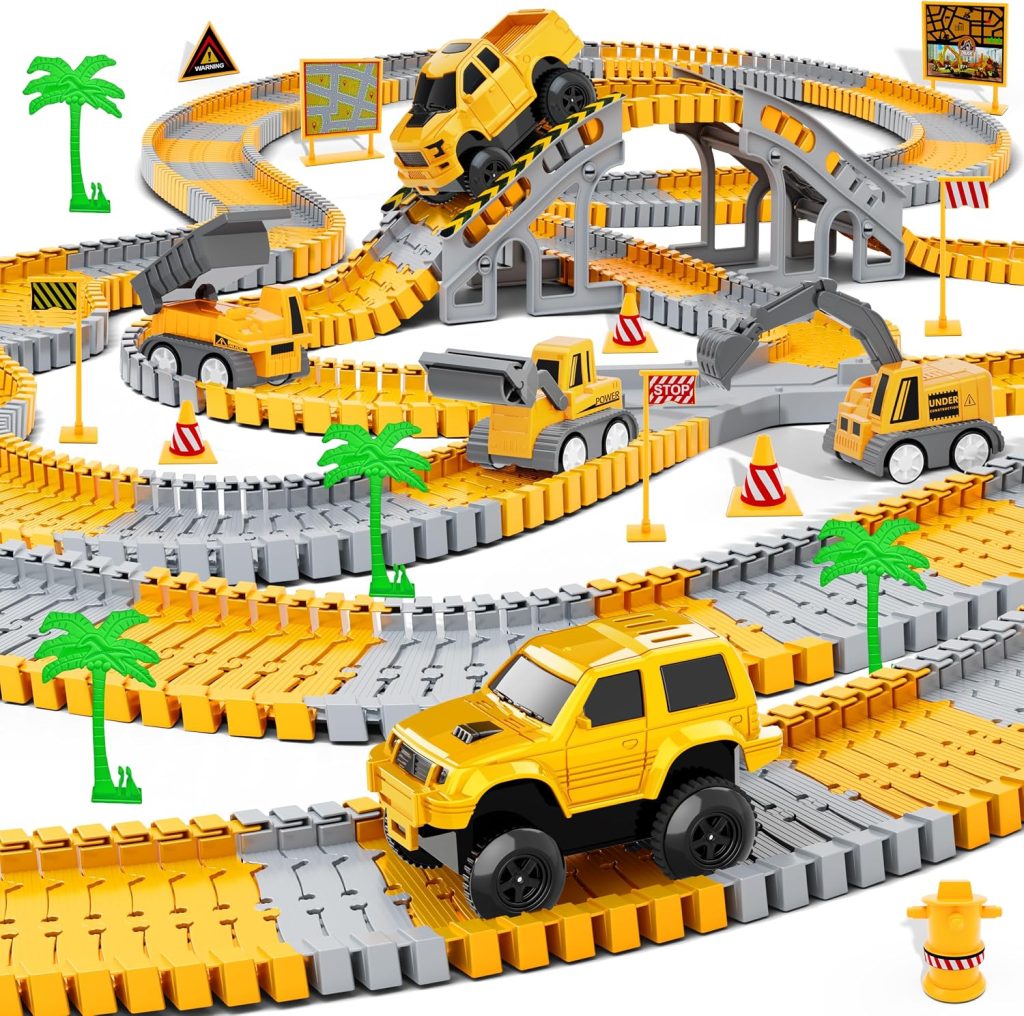 Kids Toys 253 PCS Construction Race Tracks, Create A Engineering Road Game
