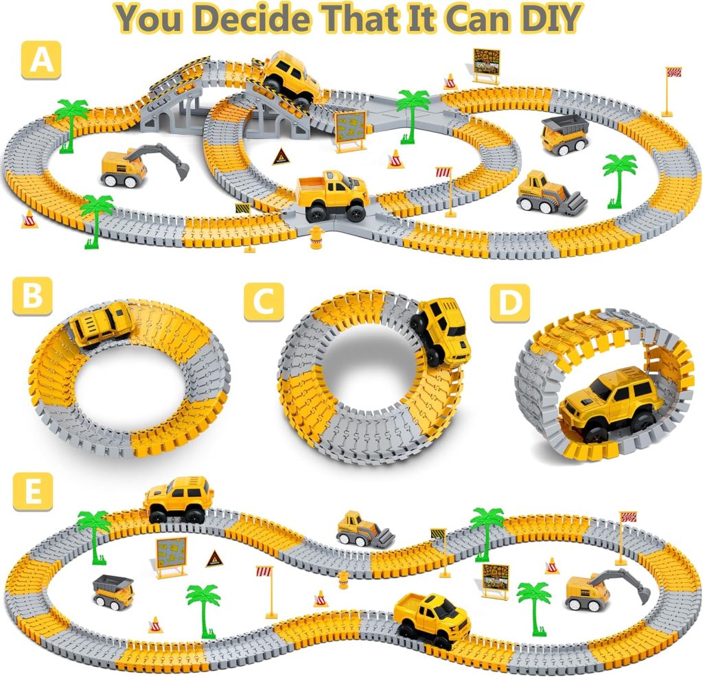 Kids Toys 253 PCS Construction Race Tracks, Create A Engineering Road Game
