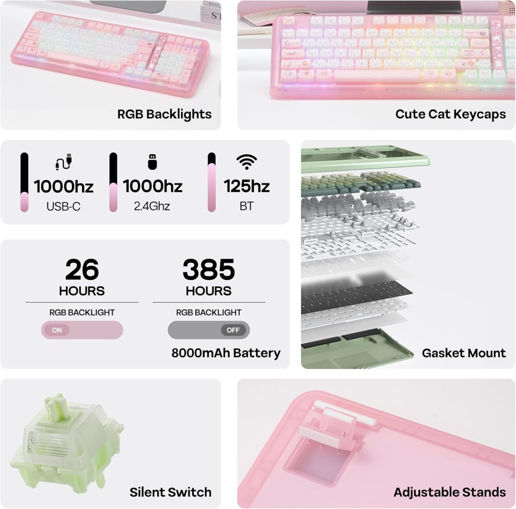 KiiBoom Phantom98 Lite 96% Wireless Mechanical Gaming Keyboard, VIA Custom