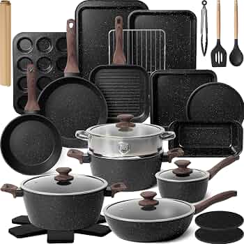 Kikcoin 31 Piece Pots and Pans Set Non Stick Kitchen Cookware Sets