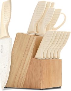 Knife Set with Built-in Sharpener Block, Dishwasher Safe