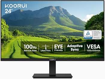 KOORUI 24-inch Computer Monitor FHD 100Hz VA HDMI/VGA, Audio Out