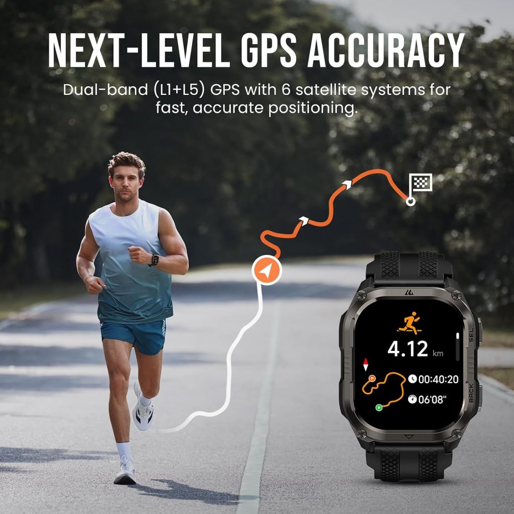 KOSPET Pulse 2 Smart Watch with GPS, 5 ATM/IP69 Waterproof, 15-Day Battery