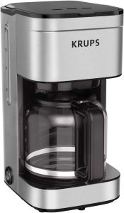 KRUPS Coffee Maker 10 Cups Simply Brew Stainless Steel Drip Coffee Maker, 900 Watts Coffee Filter, Drip Free, Dishwasher Safe Pot, Black & Silver