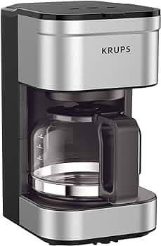 KRUPS Simply Brew Compact 5 Cup Coffee Maker: Stainless Steel Design, Pause & Brew, Keep Warm, Reusable Filter, Drip-Free Carafe