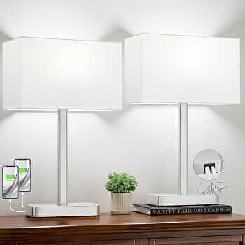 Lamps for Nightstand Set of 2, Lamp for Bedroom Living Room White